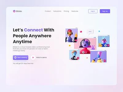 Team Meeting Web App 3d audio call chat conference connect creative figma glassmorphism hero section landing page meeting app product design ui design ui inspiration user interface ux design video call visual design web design web development
