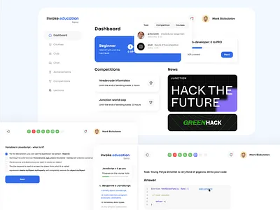 Ed-tech platform dashboard "Invoke.education" dashboard design ed tech education hacks logo platform process product design research ui ux web web service