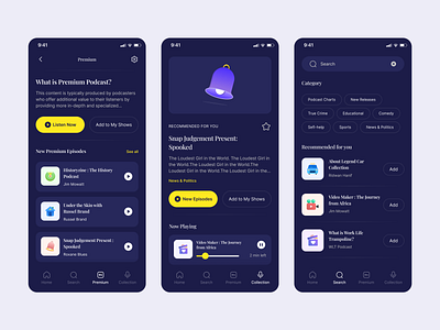 Podcast Life Dark Mode Version 3d animation dark mode app design graphic design illustration podcast app ui ui designer ui ux design ux web design