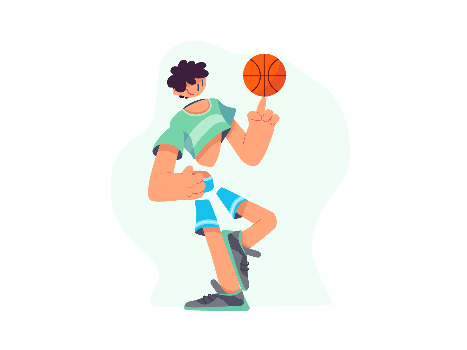 Basketball Spin 2d animation basketball character design finger graphic design illustration madewithsvgator motion graphics pieces playing segmented simple smile spin spinning sports sporty vector