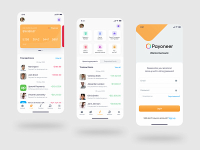 Payoneer UI/UX Redesign app application banking branding design ecommerce graphic design interface ios mobile payments payoneer ui ux