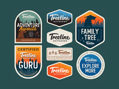 Treeline Sticker Sheet badges camping outdoors retro sticker sheet stickers
