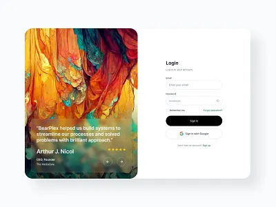 Login Dashboard Page Design