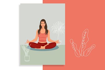 Illustration for poster of yoga center banner design designer faceless faceless illustration flat illustration girl graphic design health identity illustration lotus meditation nature poster ui vector woman yoga