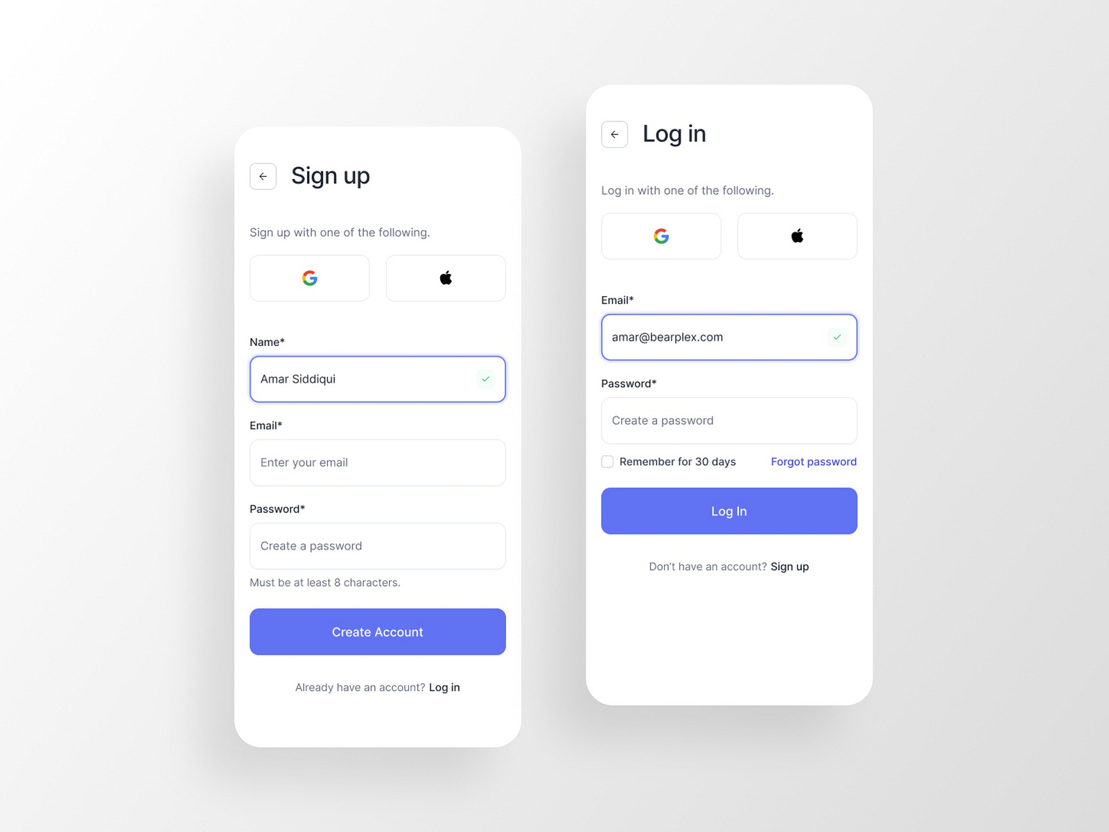 Mobile Login and Sign up Screen by BearPlex on Dribbble