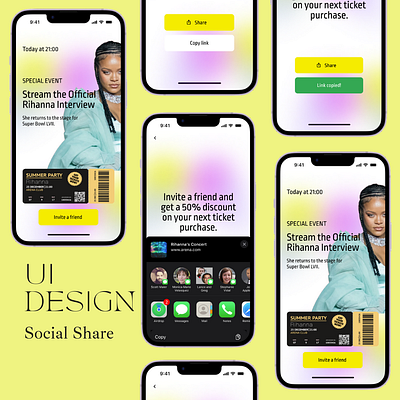 Social Share Design - iOS app design figma illustration ui ux