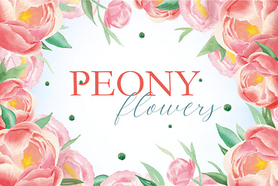 Peony | watercolor illustrations flowers frame pattern peony watercolor