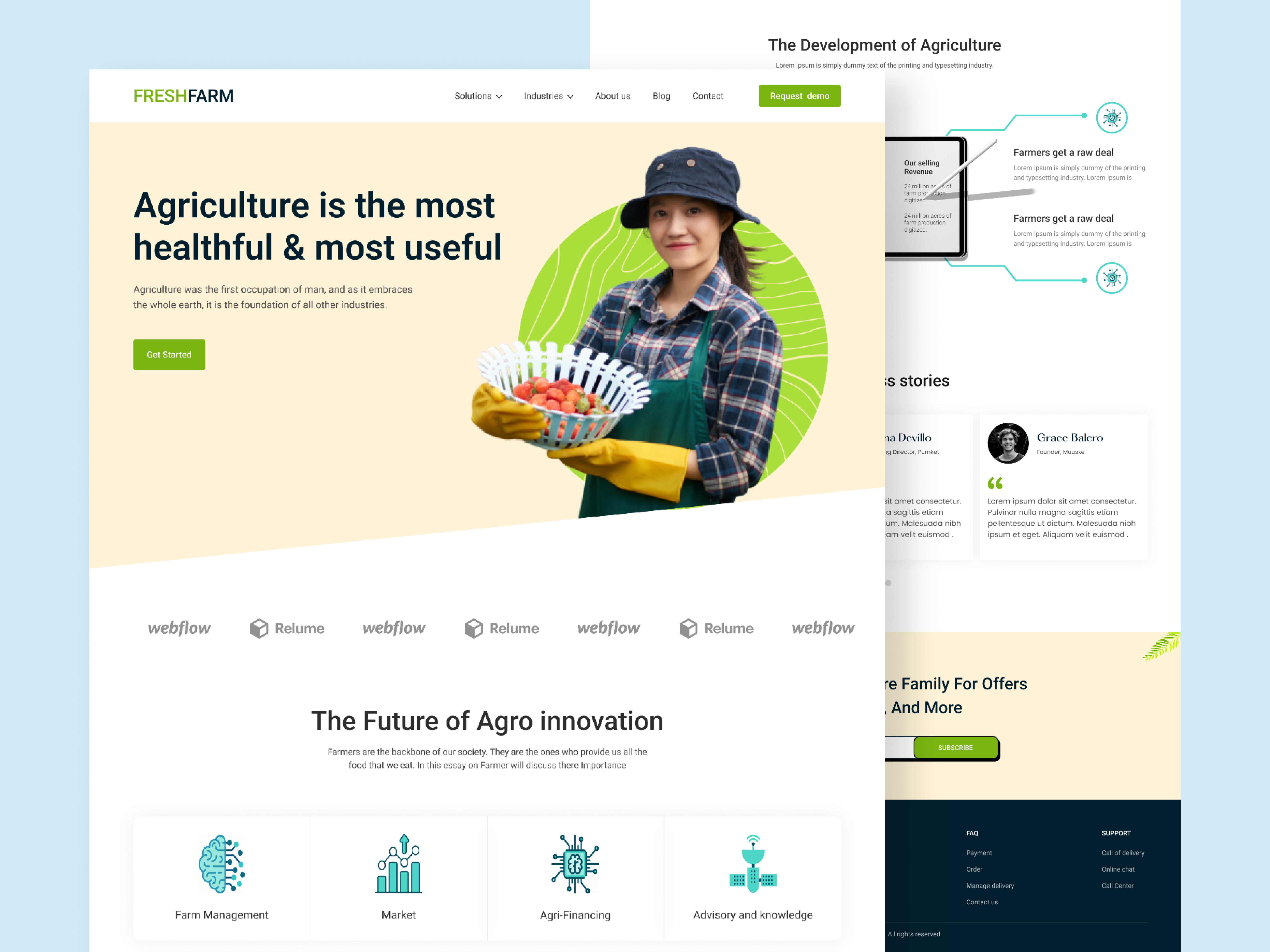 Farm Landing Page agriculture design farm home home page landing landing page product design products ui ui design uiux user interface ux ux design uxui web design website