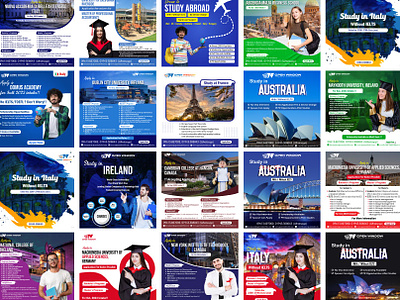 Study Abroad Social Media Post Design poster design social media poster design study abroad study abroad poster study in abroad study in canada study in italy top university poster