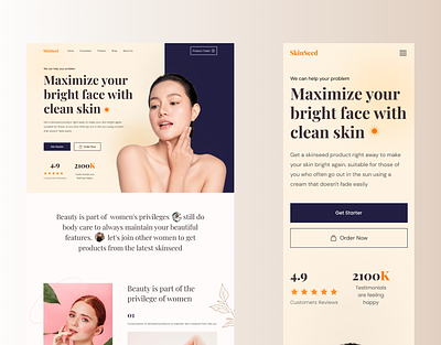 Skin Beauty Products Website Design beauty cosmetics graphic design products ui website
