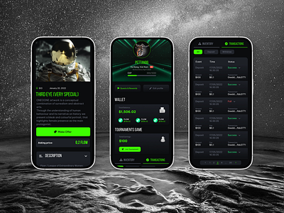 Dark UI Mobile FlowGoGo Blockchain ecosystem darkui design mobile nft profile space ui