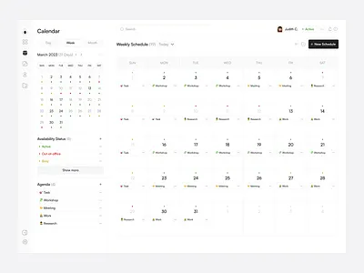 Weekly Activity Schedule activity calendar product design saas schedule ui ux visual design web app