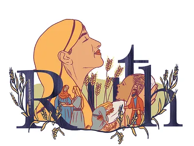 Editorial Style Bible Characters/Stories #2 bible boaz david design digital art drawing gods word hand drawn il illustration jesus christ life moab naomi old testament photoshop ruth texture woman women of the bible