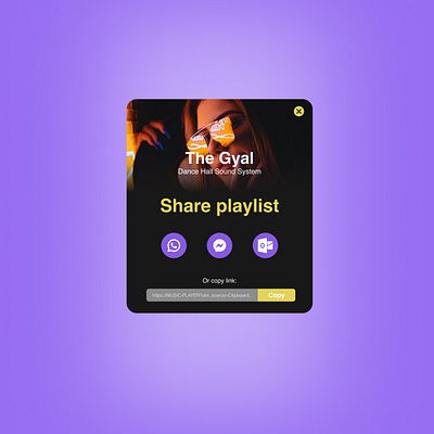 Social Share #DailyUi dailyui design figma musicapp playlistshare socialshare ui ux webdesign