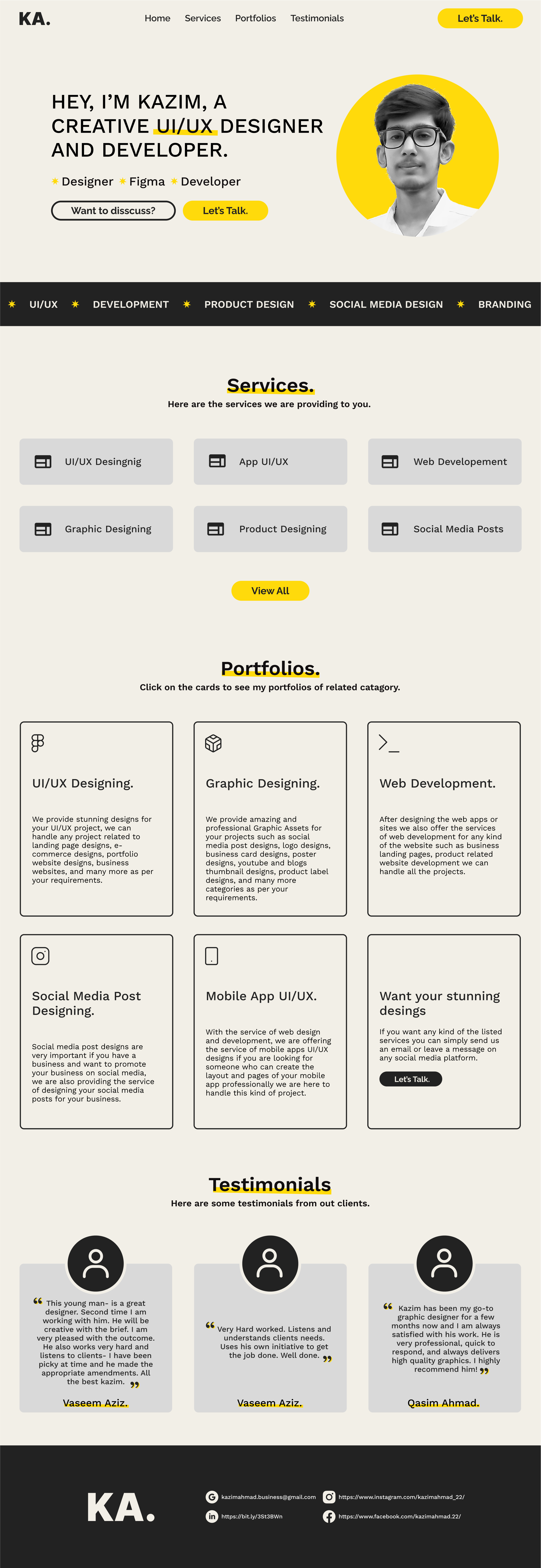 Personal Portfolio Website - Landing Page UI UX Design design landing page ui ux personal portfolio landing page personal portfolio ui ux personal portfolio website portfolio website ui ui ux