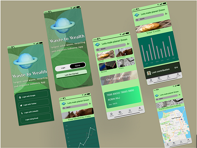Waste to Wealth.. An app for collection of green Credit design graphic design illustration mobileapp mobiledesign ui userinterfacedesign ux uxdesign uxuidesign
