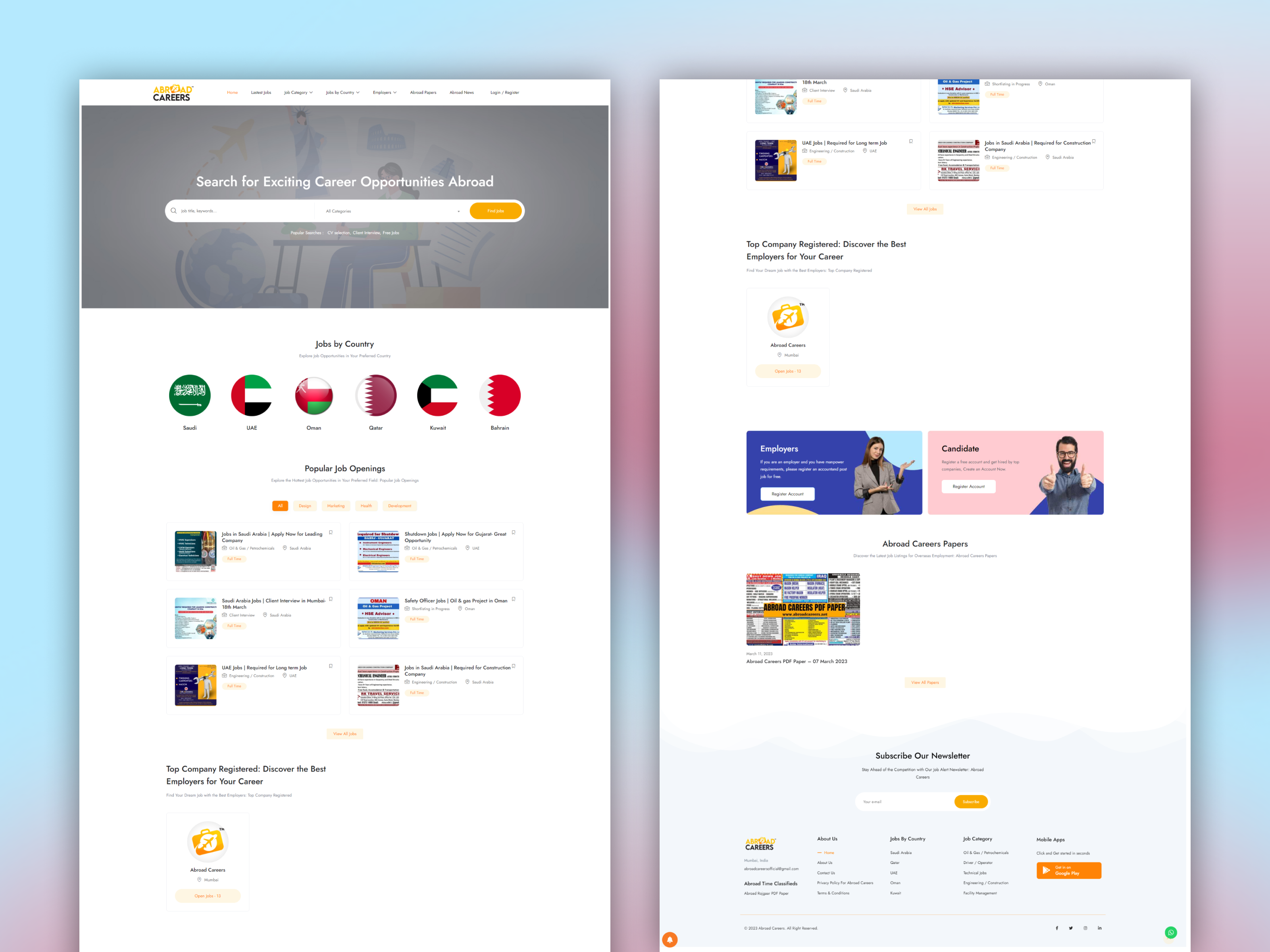 WordPress Theme-Based Project - Abroad Careers back end development e commerce fiverr fiverrgig front end development landing page responsive design ui design ux design web design web development website redesign