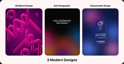 3 Modern Designs in Figma 3d animation app branding design figma graphic design illustration logo ui