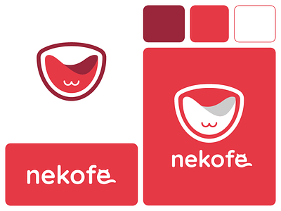 nekofe branding cafe cat coffee design graphic design logo neko pink vector