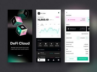 DeFi Cloud - Crypto Mobile App app design application design binance blockchain crypto crypto currency crypto wallet cryptocurrency exchange investment ios app design mobile web 3.0 design trading ui ux wallet web 3 web 3.0 web 3.0 design web 3.0 mobile app