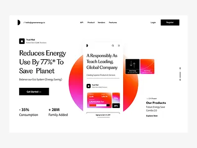 Landing Page branding card ui clean energy header hero landing page product product design saas typography ui ui ux user experience ux web app web development web ui website website design
