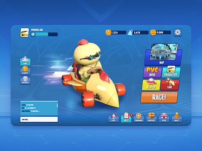 DragonKart New UI Game design game gameui landing page design product page design racing ui