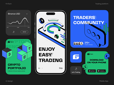 UI Elements | Gain animated animation crypto cryptocurrency design desire agency fintech graphic design interface mobile mobile app mobile interface mobile ui motion motion design motion graphics platform trading ui ui elements