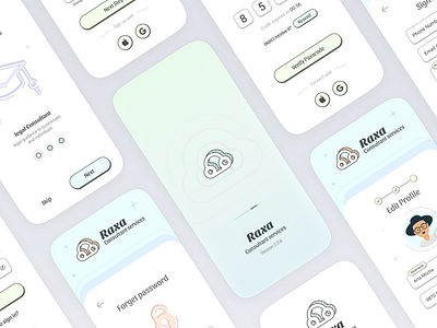 Raxa consulting services app consultant email forget password health legal log in medical nutritional onboarding retro sign in sign up splash ui ux