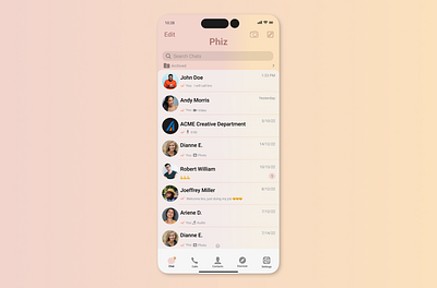 Phiz Chat Demo App Screen UX/UI Design 3d animation app branding design figma graphic design illustration logo ui