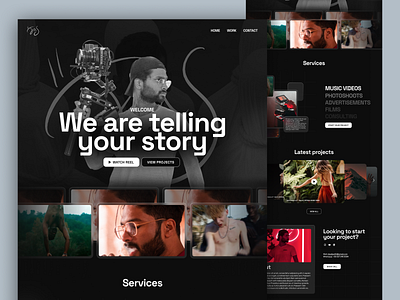 Videography Landing page black bold dark design landing minimal modern page portfolio service studio ui ux video web website