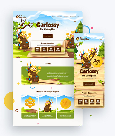 Carlossy Caterpillar Landing Page. affinitydesigner branding illustration illustrator ui vector