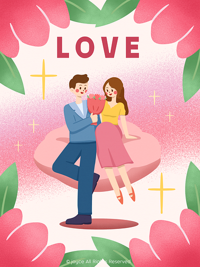 Valentine's Day Illustration boy couple flat flower girl illustration love lover man sweet valentine valentines day woman
