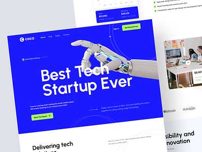 Coca - Tech Startup Landing Page agency blue coca company corporate kit landing page profile responsive startup tech template ui website