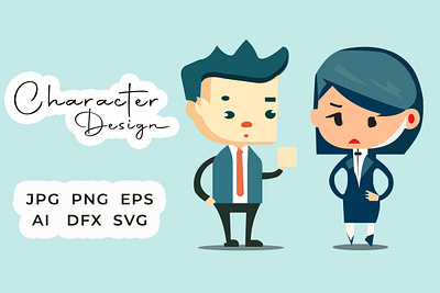 Character Design Cartoon Businessman And Woman artwork branding business cartoon character design graphic design illustration ui vector