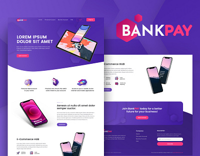 BankPay - Landing page for presentation of the Bank Application bank banking finance landing page user interface web design
