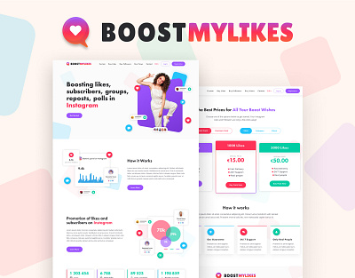 BoostMyLIKES boost likes clean creative figma instagram booster landing page logo ui ui design user interface web design