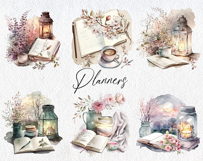 Planner Digital Watercolor Clipart Product Example illustration watercolor watercolour