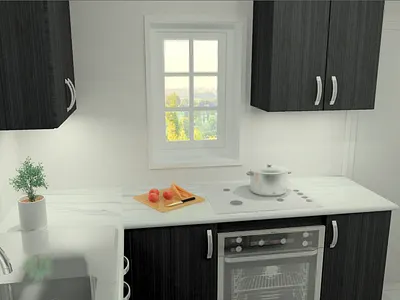 3D mini kitchen render 3d design interior design kitchen design