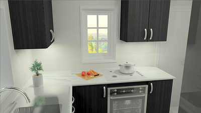 3D mini kitchen render 3d design interior design kitchen design