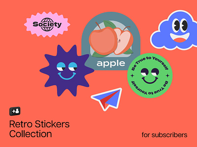 Retro Sticker Pack badges cartoon download illustration pixelbuddha psd retro sticker stickers template