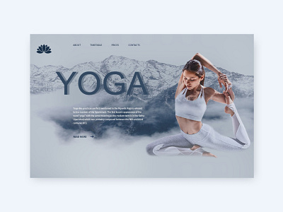 Design concept for a yoga school website design first screen homepage main page ui ux web design
