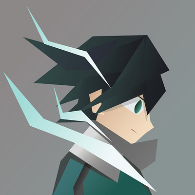 Midoriya Low Poly anime design graphic design illustration vector