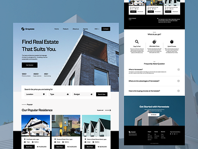 Landing page for Real estate (Greystate) design landing page logo real estate design typography ui website