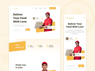FoodPoint- Food Delivery Landing Page app design app desisgn app development food delivery app mobile app mobile application ui ui design