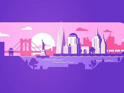 NYC Skyline after effects animated animation design illustration illustrator new york nyc skyline vector