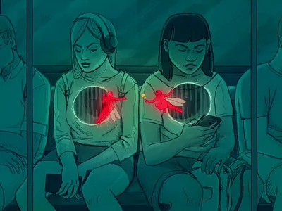 Chance Encounter bautista character chiara chiara bautista cyan flat flower gay girl green heart illustration lesbian reach red sitting subway train underground vector