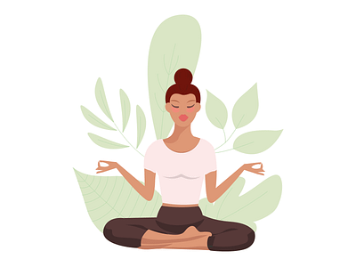 Meditating girl branding design girl graphic design illustration logo meditating meditation typography vector yoga