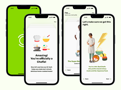 chefie: snap. cook. enjoy. ai app branding design food ui ux