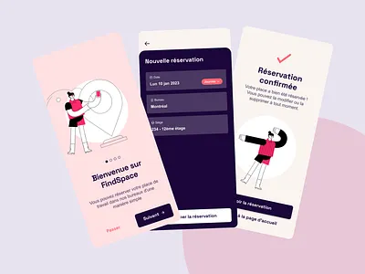 Findspace - Application mobile pour un espace de cotravail artistic direction branding coworking illustration mobile app ui ux ux ui design
