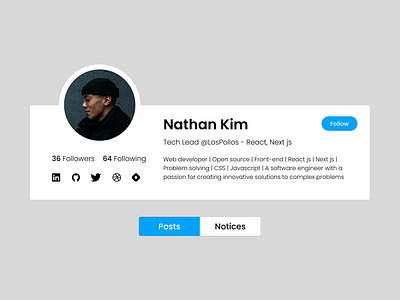 Profile Bio Card Ui design bio profile social media ui